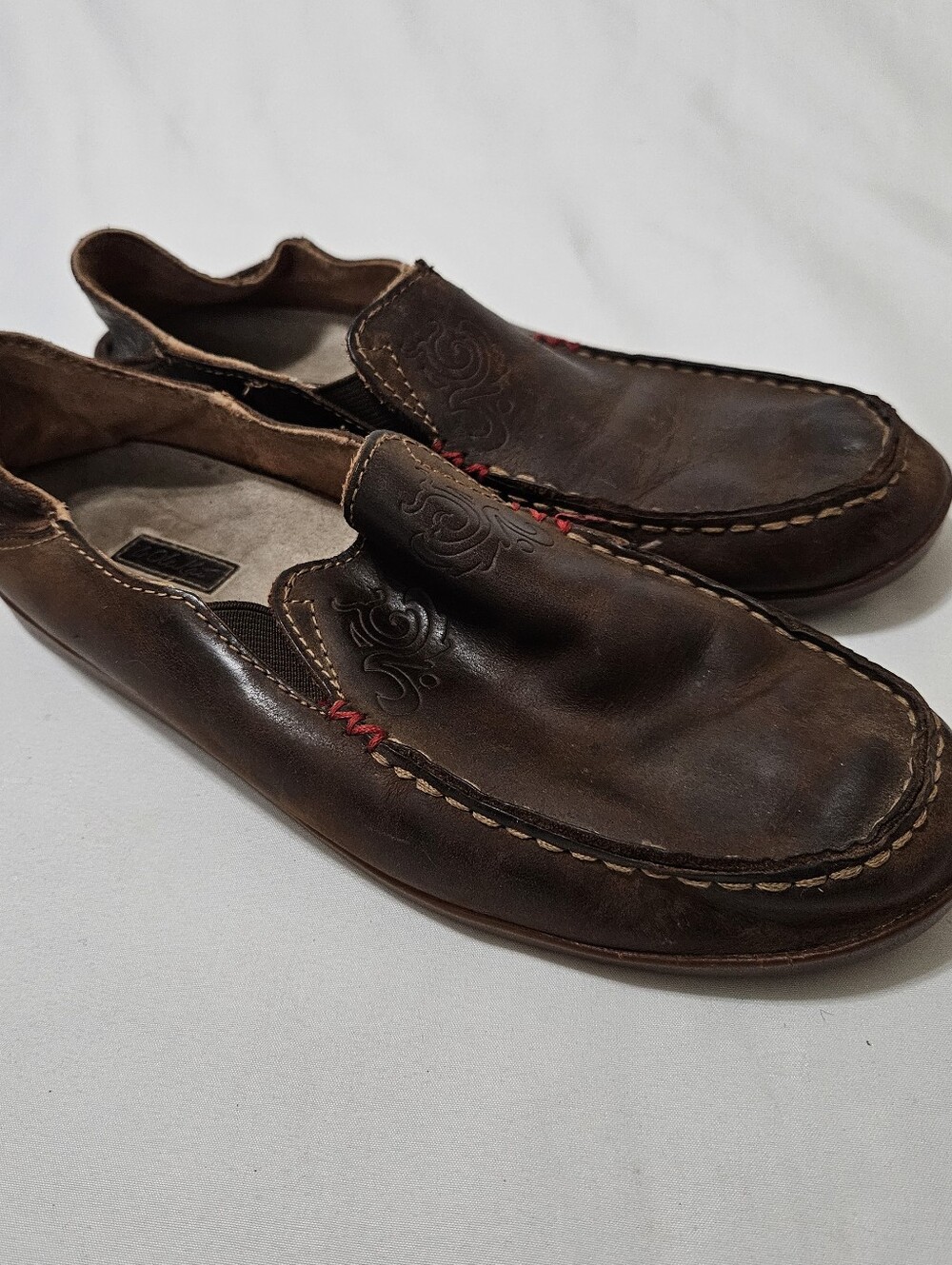 Olukai Women's 8 Nohea Nubuck Brown Soft Leather Slip On Loafers Comfort